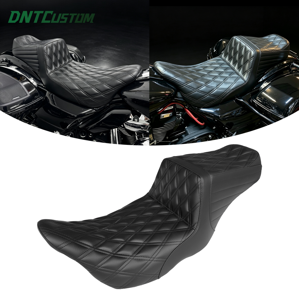 Tail Up With Gel Seat Black Double Diamond Stitch Fits Touring Street Glide Road Glide 2008-2023