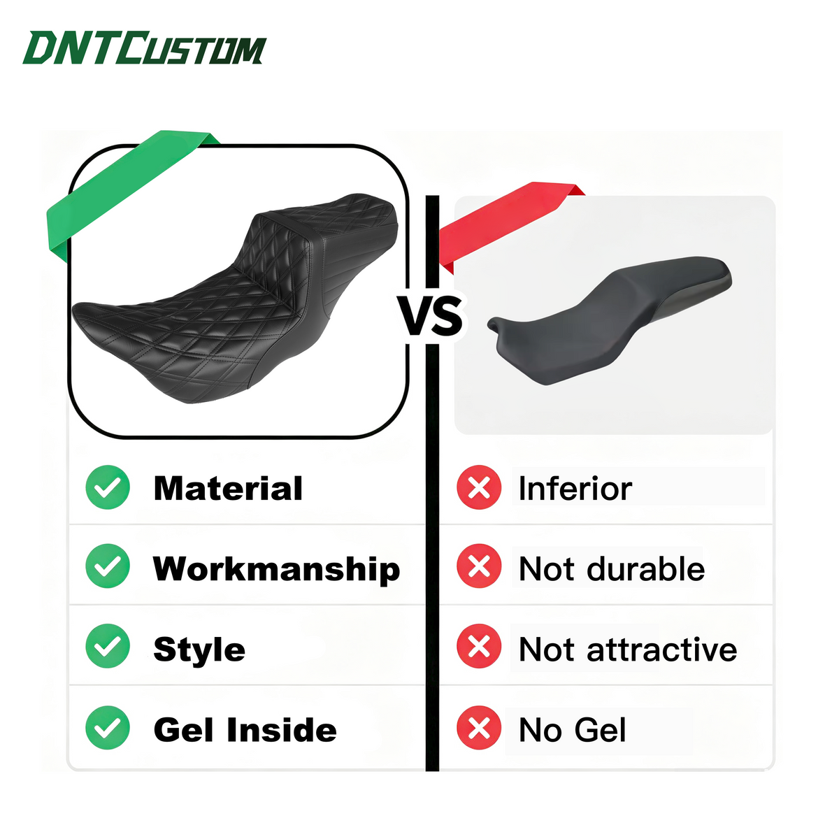 Tail Up With Gel Seat Black Double Diamond Stitch Fits Touring Street Glide Road Glide 2008-2023