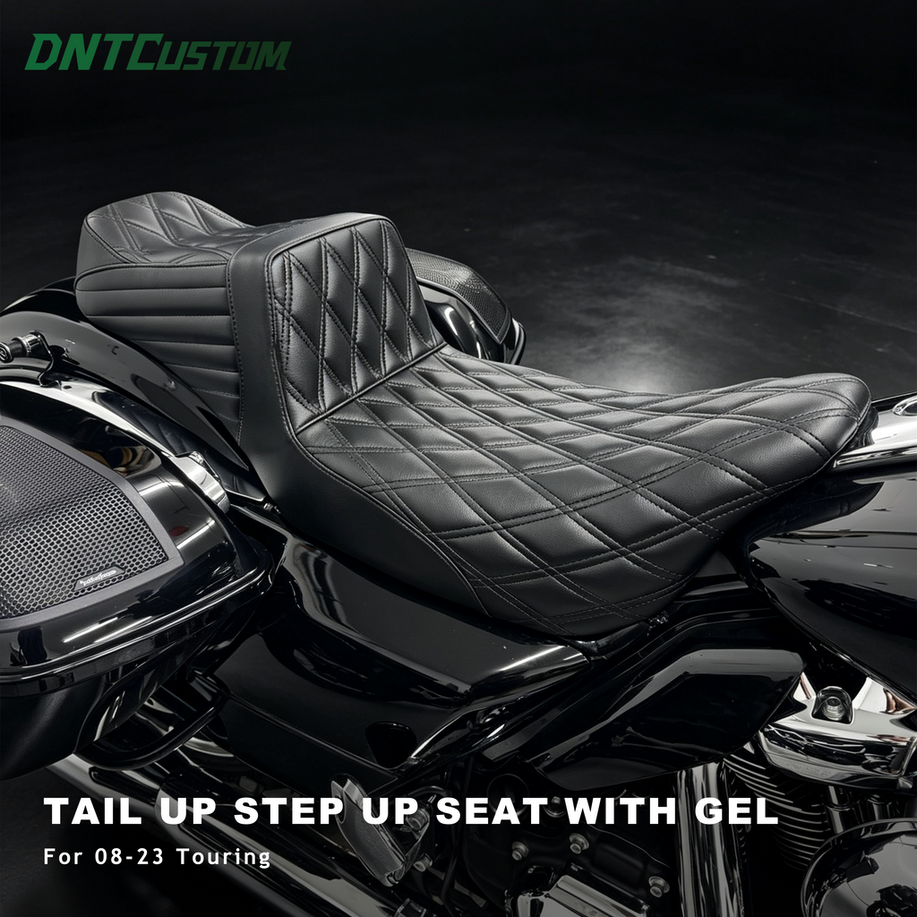 Tail Up With Gel Seat Black Double Diamond Stitch Fits Touring Street Glide Road Glide 2008-2023
