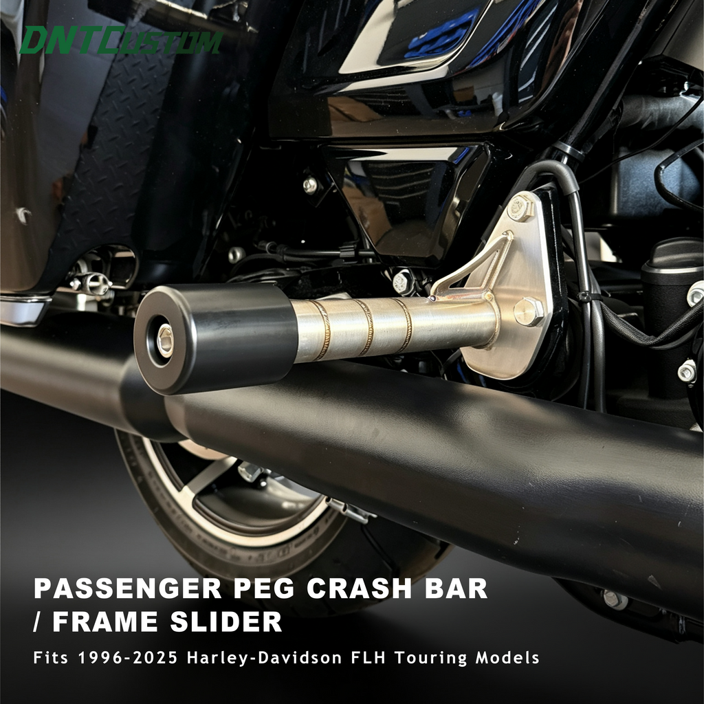 Stainless Steel Bagger Passenger Peg Crash Bar Frame Slider Fits 1996–2025 Harley-Davidson FLH Touring Models