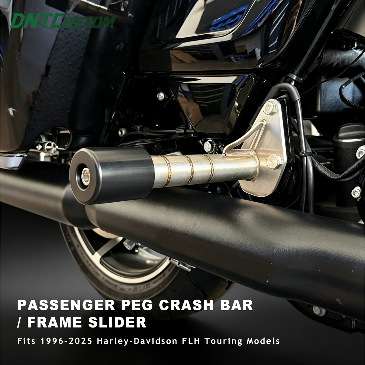 Stainless Steel Bagger Passenger Peg Crash Bar Frame Slider Fits 1996–2025 Harley-Davidson FLH Touring Models