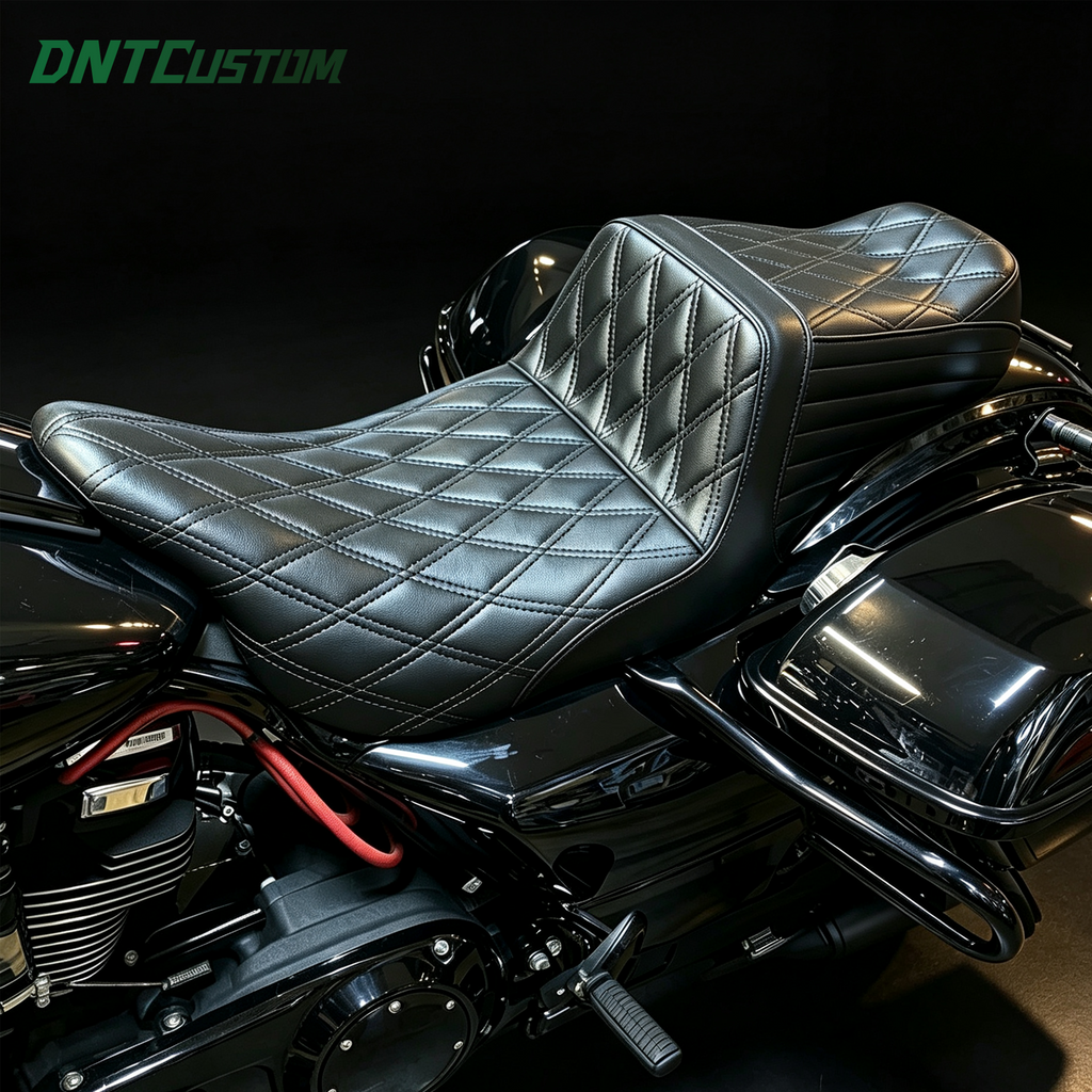 Tail Up With Gel Seat Black Double Diamond Stitch Fits Touring Street Glide Road Glide 2008-2023