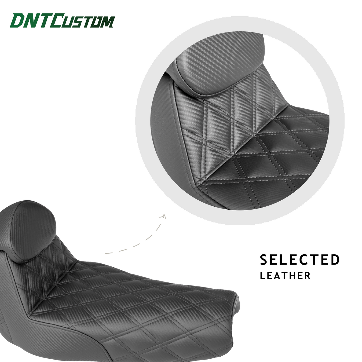 Step up seat with driver backrest Diamond pattern for Harley Sportster 2004-2022