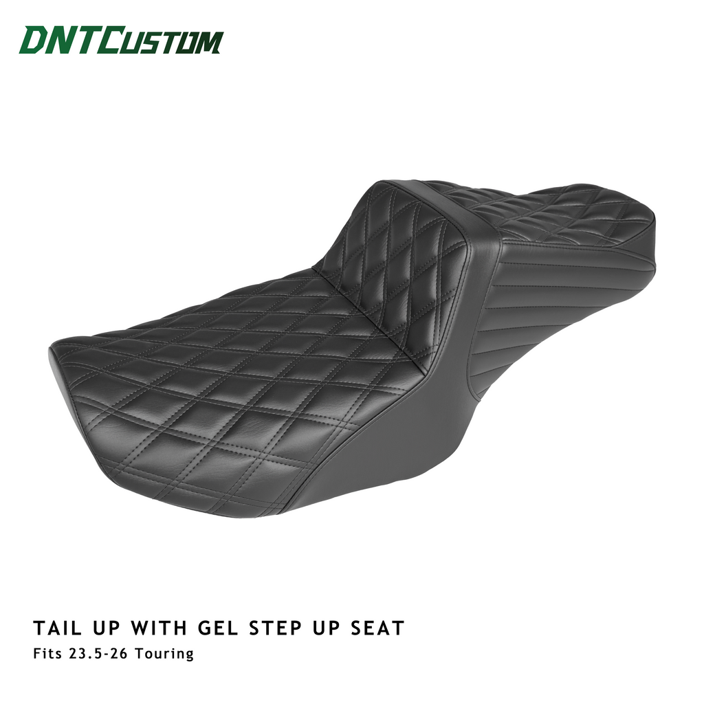 Tail Up With Gel Seat Black Double Diamond Stitch Fits CVO Touring 2023up Street Glide & Road Glide 2024up, Touring 2025up