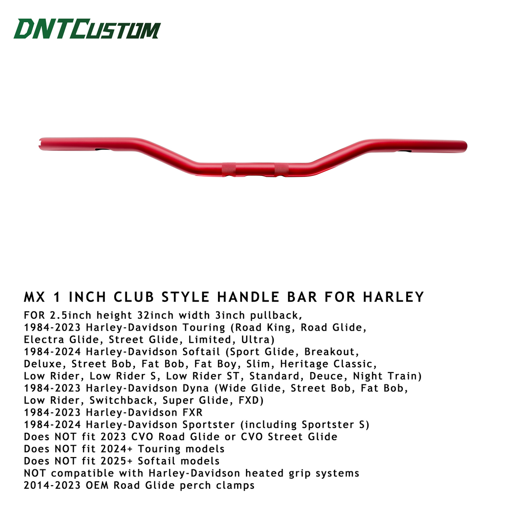 MX 1 inch Club Style Handle Bar for Harley 1984-2023 Harley-Davidson Touring