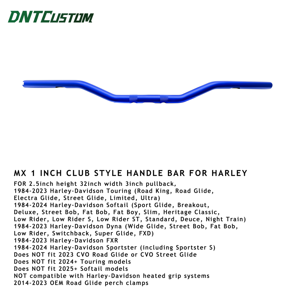 MX 1 inch Club Style Handle Bar for Harley 1984-2023 Harley-Davidson Touring