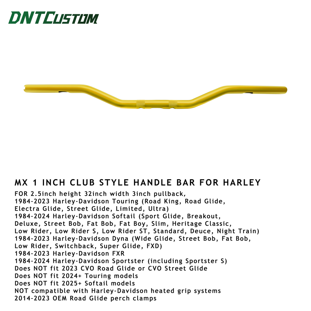 MX 1 inch Club Style Handle Bar for Harley 1984-2023 Harley-Davidson Touring