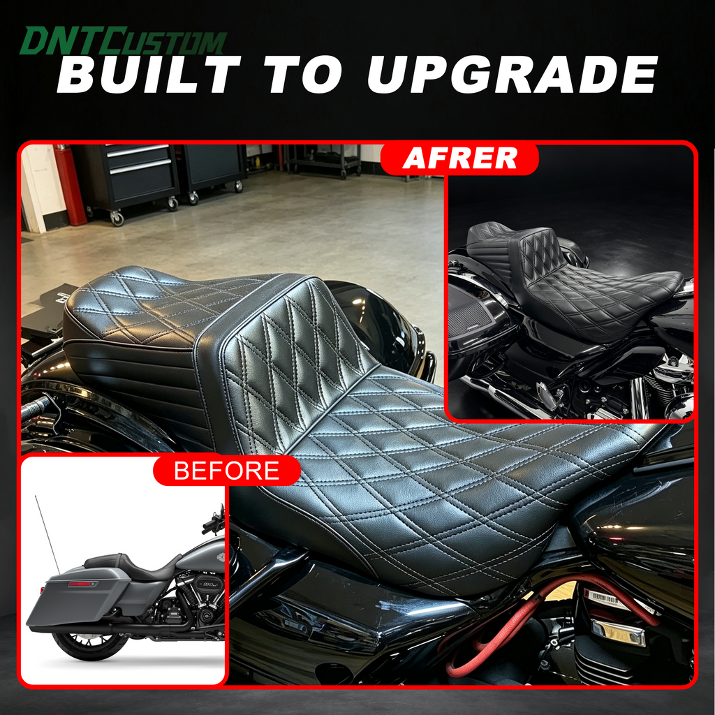 Tail Up With Gel Seat Black Double Diamond Stitch Fits Touring Street Glide Road Glide 2008-2023
