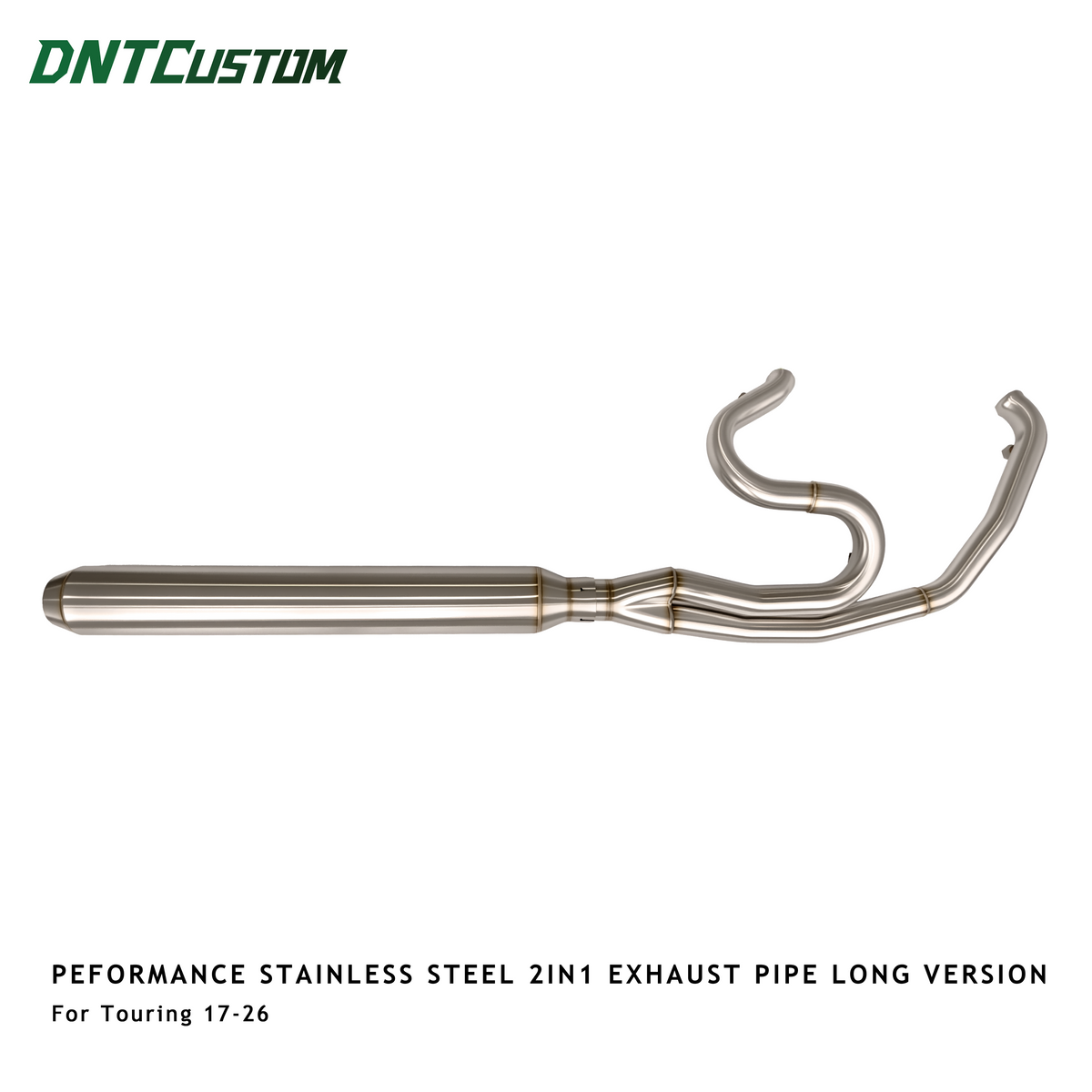 Stainless Steel 2IN1 Exhaust System Long Version For Harley Touring 2017-2026