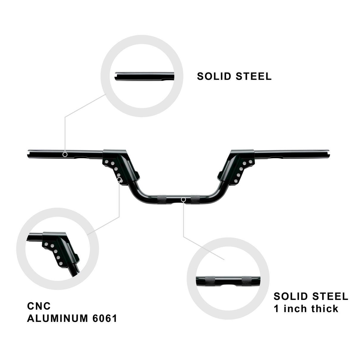 5.5 inch height Pull Back Adjustable 1 inch clamp size Handlebar for Harley